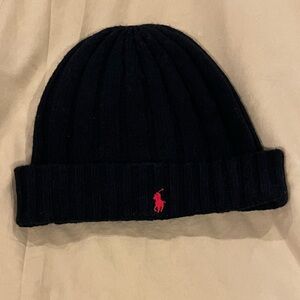 Polo Ralph Lauren Black Beanie Wool Blend Adult Size OS